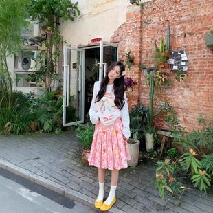 寬松顯瘦慵懶罩衫 原版 T恤女夏季 設計感小眾圓領印花短袖 天絲面料