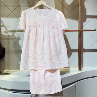 純棉 圓領純色簡約休閑居家服套裝 歐迪芬女士睡衣OH5711七分袖 短褲