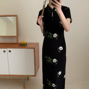 可穿棉綢長裙 短袖 新中式 國風睡裙女春夏高端優雅古典盤扣2025新款