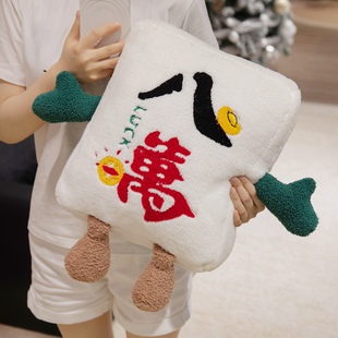 可愛創意麻將抱枕辦公室座椅靠墊沙發靠枕汽車用腰靠發財午睡枕頭