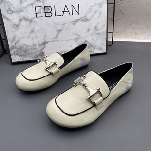 EBLAN 氣質(zhì)單鞋 伊伴撤柜斷碼 圓頭中口平底防滑時尚 牛皮女鞋 34碼