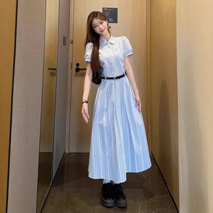 女夏季 長裙連衣裙子大方得體2025新款 高級感今年流行 氣質襯衫 法式