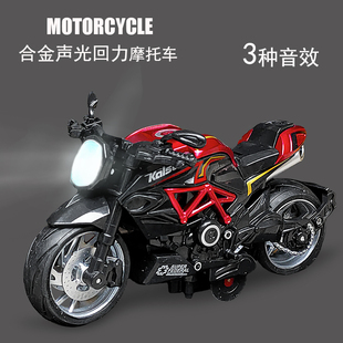 摩托車合金玩具男孩仿真機(jī)車模型兒童回力玩具車鋁收藏賽車小汽車