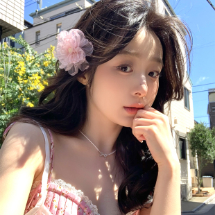 田曦薇同款 海邊度假風氧氣花朵發(fā)夾女邊夾夾子劉海夾發(fā)卡頭花發(fā)飾
