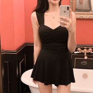 韓國ins鋼托聚攏分體平角裙式 泳衣女學(xué)生保守遮肚顯瘦溫泉泳裝