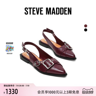 2025新款 涼鞋 Steve 平底鞋 女 Madden思美登GREZLY鉚釘設計露跟鞋