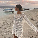2025歐美針織鏤空性感防曬衫 度假沙灘外套女 比基尼外搭女泳衣罩衫