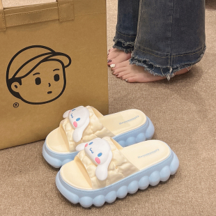 卡通可愛增高防滑家居室內(nèi)踩屎感可外穿軟底涼拖鞋 厚底拖鞋 女夏季