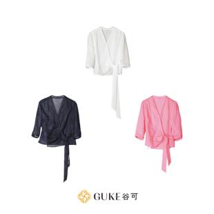 谷可S5186系帶苧麻襯衫 V領氣質小衫 女2025新款 法式 短上衣 夏季 GKE