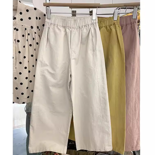 褲 外貿(mào)意大利品牌斷碼 九分工裝 女小個子高腰直筒褲 清倉全棉闊腿褲