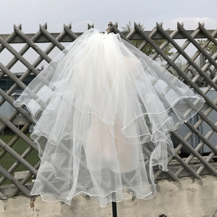 頭紗新娘頭飾超仙森系網紅拍照道具主婚紗領證登記卷邊求婚韓國紗