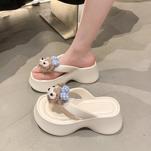 小個子增高百搭輕便eva人字拖 女夏季 韓版 可愛雪莉玫坡跟涼拖鞋