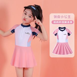 女童夏甜美公主風連體泳衣游泳衣專用衣服保守海邊度假漂亮可愛學