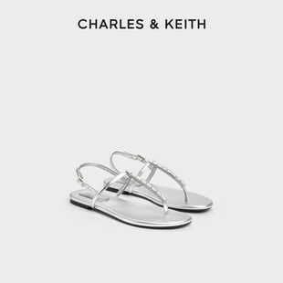 鉆飾一字帶夾趾平底涼鞋 70381108時尚 CK1 CHARLES&KEITH25春新款
