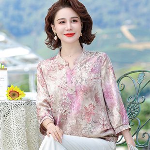 襯衫 專柜媽媽夏裝 洋氣短袖 套裝 中老年女40歲50氣質(zhì)雪紡上 2025新款