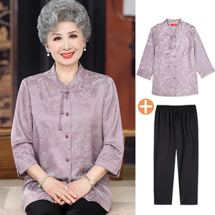 七分袖 襯衣服80老年人夏裝 襯衫 太太中袖 女60歲70媽媽款 專柜奶奶裝