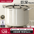陶瓷無涂層316L不銹鋼加深湯鍋家用燃氣電磁爐蒸煮燉鍋雙耳蒸鍋