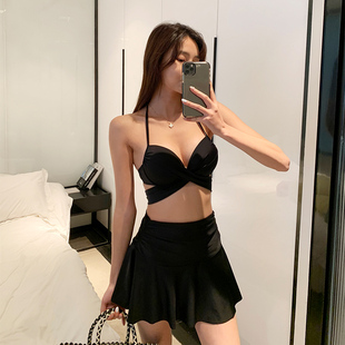 性感遮臀顯瘦分體綁帶聚攏沙灘泳裝 比基尼泳衣女夏小胸裙式 三點式