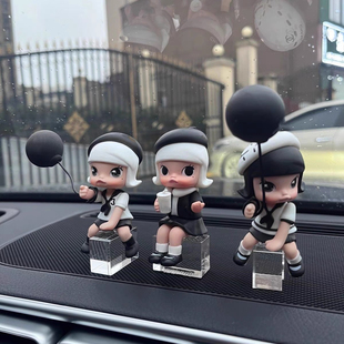 小香風Molly車載屏幕擺件泡泡飾品汽車裝 飾可愛女孩特斯拉禮物
