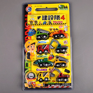兒童回力小汽車套裝 卡通口袋建設(shè)隊(duì)工程車寶寶手拿小車玩具 Q版