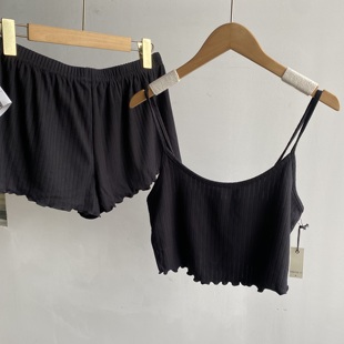 74夏季 睡衣家居服H25 薄款 兩件套無(wú)袖 吊帶花邊背心上衣短褲 樓7