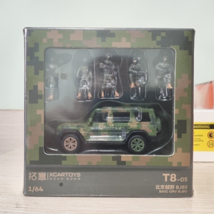 拓意1 64北京吉普越野BJ80合金車模迷彩人偶汽車模型仿真紅旗國悅