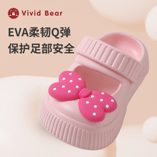 沙灘鞋 Vivid 夏季 外穿女童涼鞋 Bear兒童寶寶女寶可愛蝴蝶結洞洞鞋