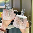 玻璃杯ins風可愛水杯女生高顏值帶蓋勺辦公室咖啡早餐小熊杯子