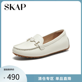 女鞋 馬銜扣舒適一腳蹬平跟豆豆鞋 ADP02AA4 新款 SKAP圣伽步2025春季