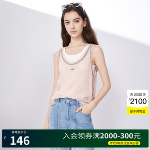 撞色無袖 Basic 新款 百家好甜辣鏤空吊帶背心女2025夏季 T恤 House