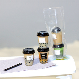 12微縮食玩場景飲料娃娃屋仿真配件迷你道具拿鐵珍珠奶茶模型