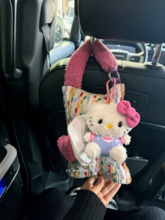 卷毛kitty貓毛絨娃娃汽車掛式 飾抽紙盒新車禮物 紙巾袋車內可愛裝
