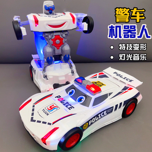 兒童玩具電動警車變形汽車機器人寶寶1一3歲半2男孩子4禮物5男童6