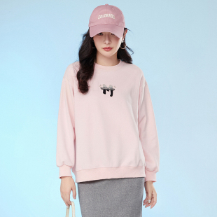 襯膚顯白圓領(lǐng)休閑減齡套頭長袖 新款 衛(wèi)衣女 TS春裝 Outlets撤柜正品