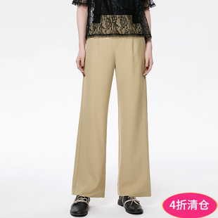 休閑褲 奧萊專柜品牌撤柜正品 顯高松緊腰直筒褲 2025新款 女 NY春裝