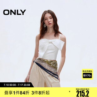 女 ONLY2025春季 雪紡衫 甜酷吊帶立體蝴蝶結短款 1251WS004 新款