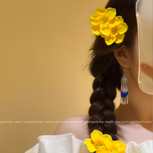 太陽花發夾女2025新款 花朵高級感黃花夾子氛圍感海邊度假風發飾
