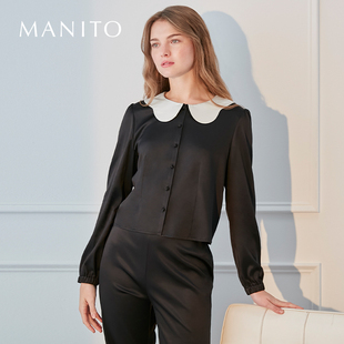 MANITO 真絲舒適桑蠶絲家居服早春娃娃領高級 曼尼陀Doll睡衣套裝