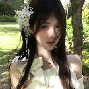 新中式 超仙氛圍感花朵鈴蘭花流蘇發夾女森系古風側邊夾夸張配飾品
