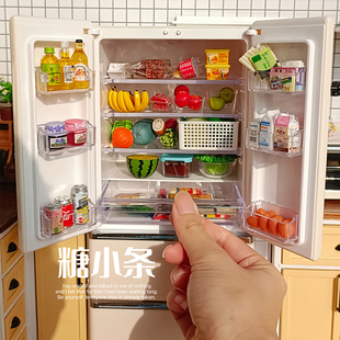 微縮食玩冰箱模型1 玩具 6迷你廚房娃屋用冰箱可亮燈