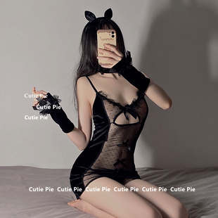 cutie：御姐感吊帶露背連衣裙性感睡衣趣味制服誘惑睡裙女春夏女