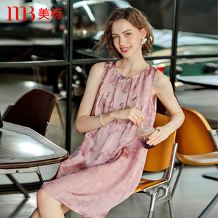 美標真絲背心裙女夏薄款 國風可外穿睡裙家居服 桑蠶絲綢睡衣新中式