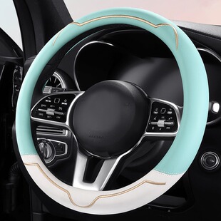 汽車方向盤套四季 超薄女士可愛萌內飾車載把套 通用高級膚感
