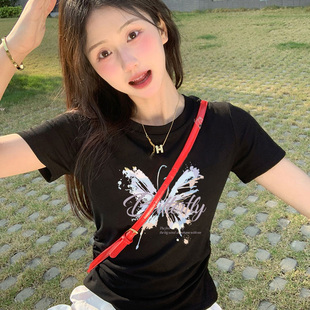 甜辣jazz修身 純棉特別漂亮掐腰短袖 美式 2025新款 上衣 t恤女夏季