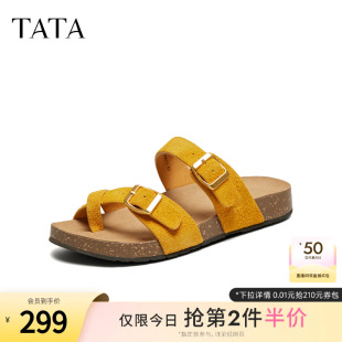 新款 TATA他她復(fù)古休閑勃肯鞋 2025夏季 女外穿夾腳涼鞋 7GN11BT5 拖鞋