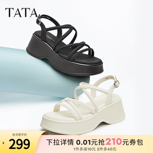 2024夏新款 女厚底增高運動涼鞋 DWFT1BL4 Tata他她黑色涼鞋 云朵涼鞋