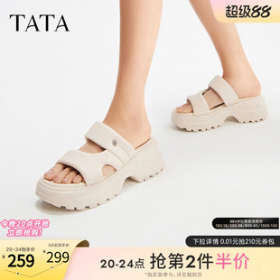 2024夏款 沙灘松糕涼鞋 WL202BT4 女外穿運(yùn)動(dòng)涼拖鞋 Tata他她厚底拖鞋