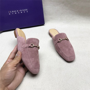 商場(chǎng)撤柜正品 真皮包頭拖鞋 百搭低跟舒適時(shí)裝 女春夏新款 鞋 34碼