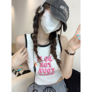 短上衣外穿夏季 吊帶修身 背心女內(nèi)搭2025新款 多巴胺甜辣風(fēng)字母無袖