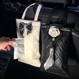 飾品 抽紙盒抽紙包裝 車載紙巾盒創意高檔時尚 汽車內用座椅背掛式